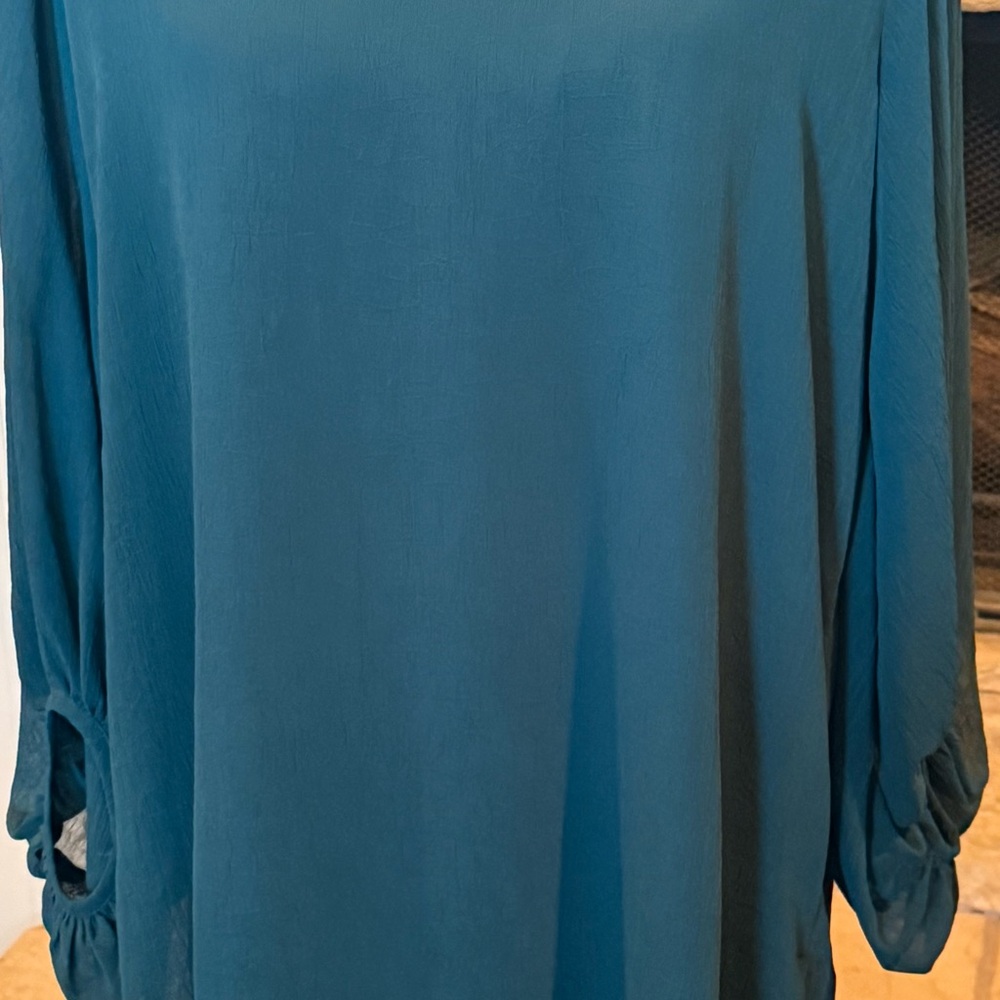 Entro Anthropologie Bishop Sleeve Tunic Dress, Size Lg, Emerald Green, Pre-loved